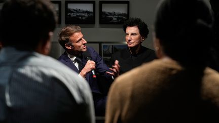 The head of state, Emmanuel Macron, during a visit to the Institute of the Arab World, in Paris, April 14, 2025. (Michel Euler / AFP)