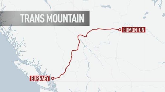 Map showing the layout between Edmonton and Burnaby