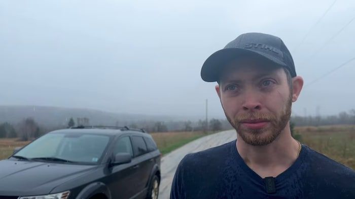A man interviewed outside.