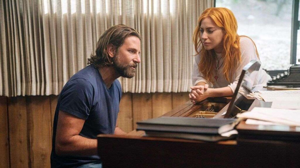 Ally and Jackson on the piano in A Star is Born
