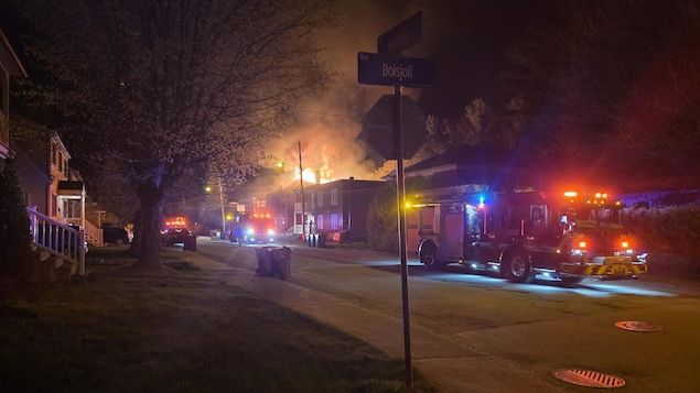 A triplex on fire,