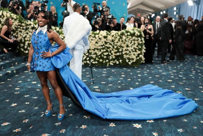 The Simone Biles gymnast, during the Met Gala, in New York, Monday, May 5, 2025.