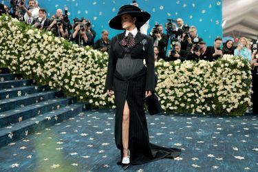 Rihanna unveiled her round belly during the Met Gala, New York on May 5, 2025.