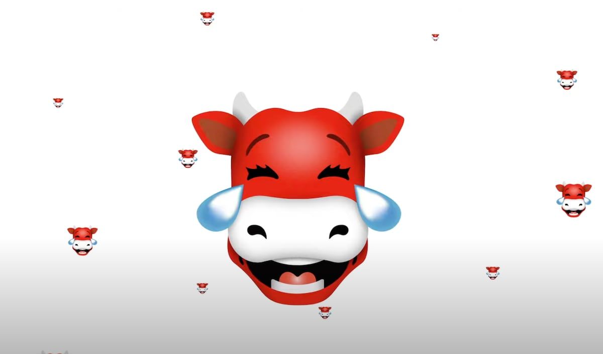 Here's what the laughing cow emoji would look like. Or a cow that