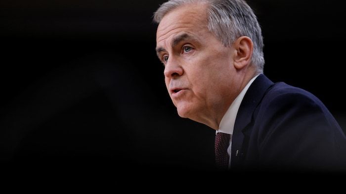 Prime Minister Mark Carney at a press conference.