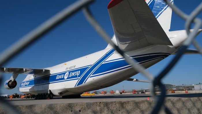 An Antonov 124 parked at Pearson airport.