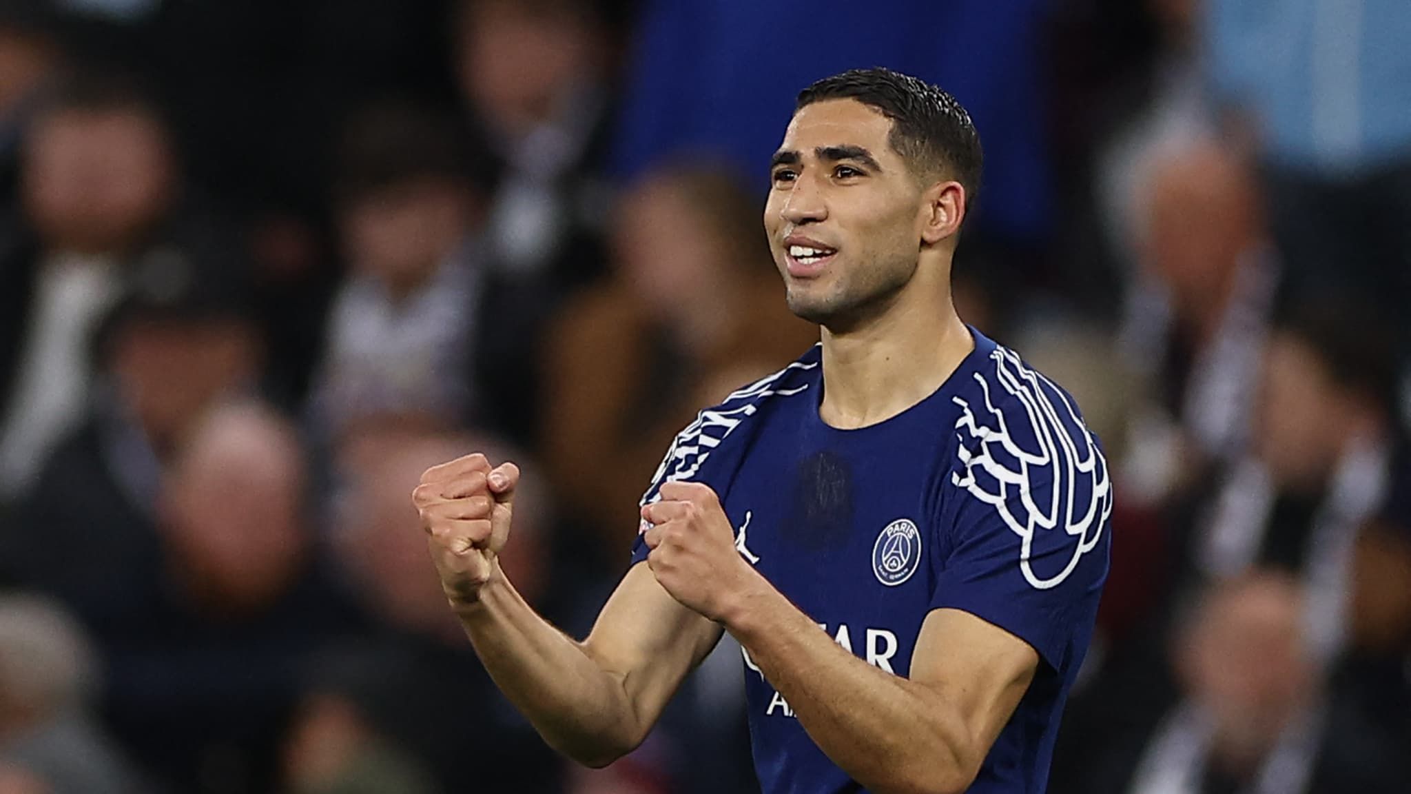 Ashraf Hakimi, scorer with PSG against Aston Villa, April 15, 2025. Ashraf Hakimi, scorer with PSG against Aston Villa, April 15, 2025.