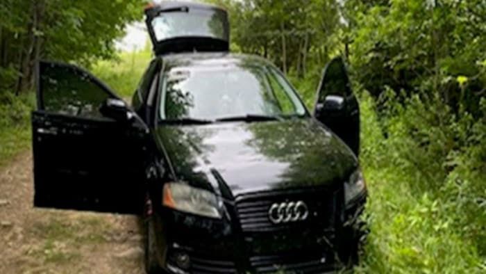 An abandoned car.
