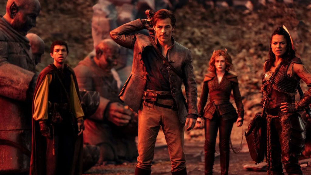 Chris Pine holds a lute in