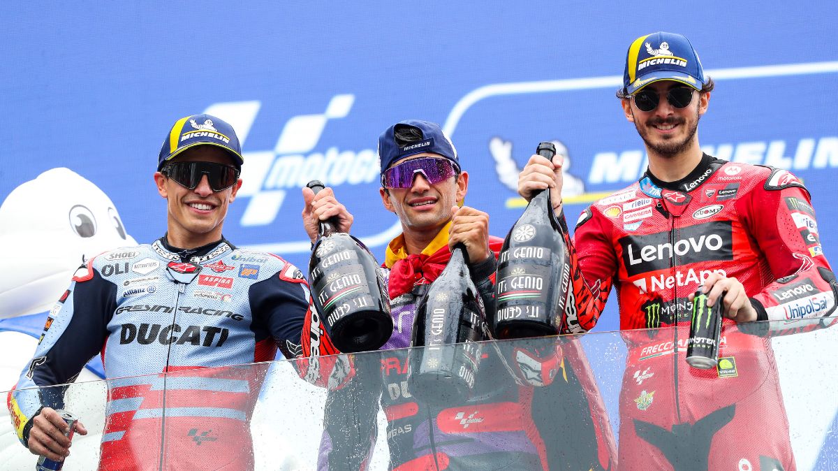 MotoGP France 2024 Jorge Martin Terrasse Marquez and Bagnaia and triumph in Le Mans