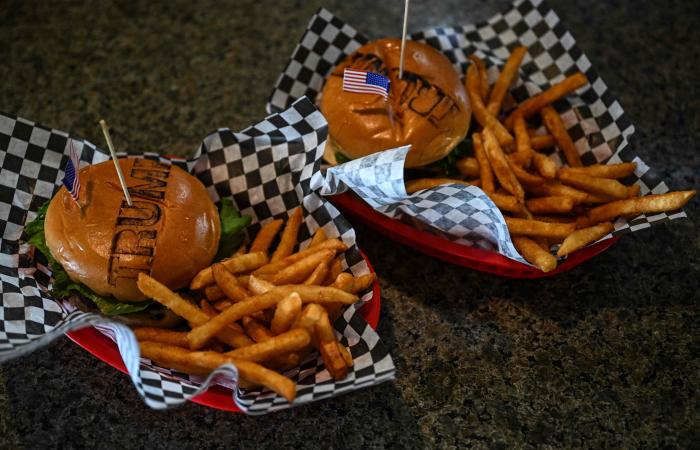 In this restaurant, we serve a enticing “Trump Burger” and … a “Biden Burger” overpriced with rassy bread