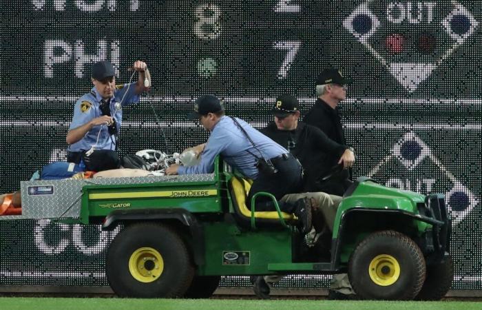 The shocking accident of a baseball supporter in the middle of a match