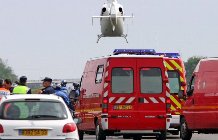 Serious accident south of Toulouse between two cars: three victims, including one in absolute emergency, the Samu helicopter on the spot