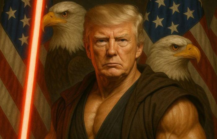 Jedi, pope, king … the best and the worst of Trump photomontages broadcast by the White House