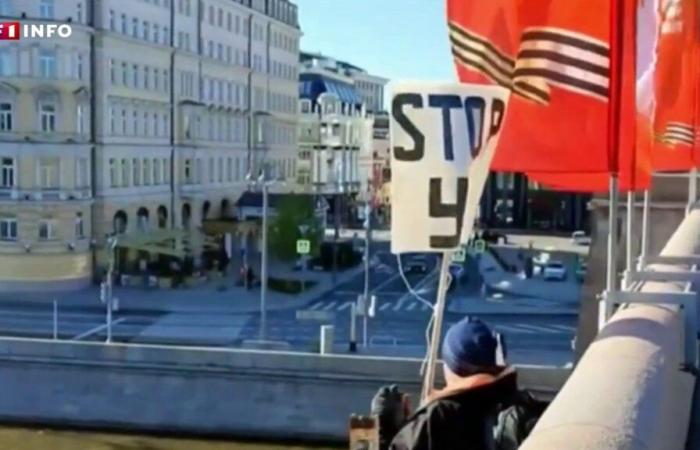 Russia: in Moscow, a man jumps from a bridge to protest against Vladimir Putin