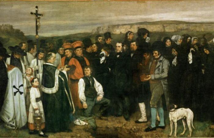 Franche-Comté. The painting of Courbet “a burial in Ornans” restored in front of the public at the Musée d’Orsay in Paris