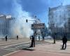 violence in progress, a massive procession mobilized