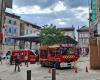 A fire in progress in Figeac, two people blocked in a building, evacuated by firefighters