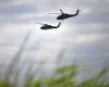 US army helicopters nailed to the ground near the Pentagon following an incident