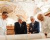 King Philippe visits the famous Baroque library of the Strahov monastery in Prague