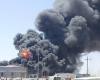 Fire at the Port Soudan oil depot after a paramilitary drone attack