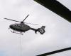 Geneva: an army helicopter crosses Geneva