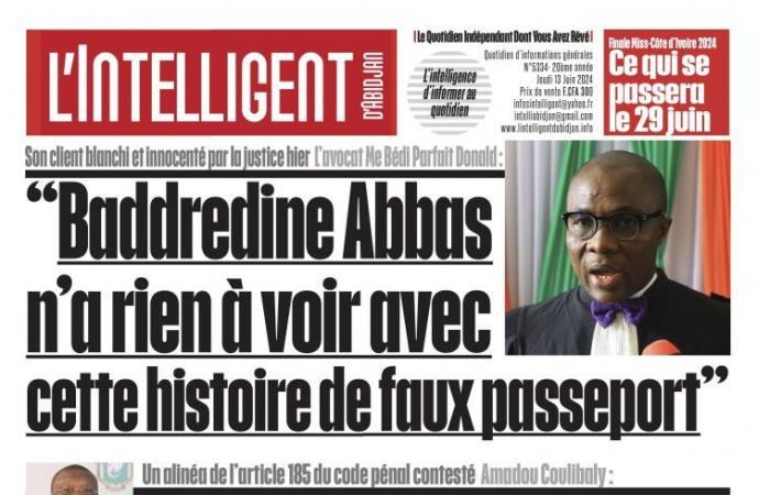 L’Intelligent in PDF: His client cleared and exonerated by the courts yesterday – Lawyer Me Bédi Perfect Donald: “Baddredine Abbas has nothing to do with this story of false passport”