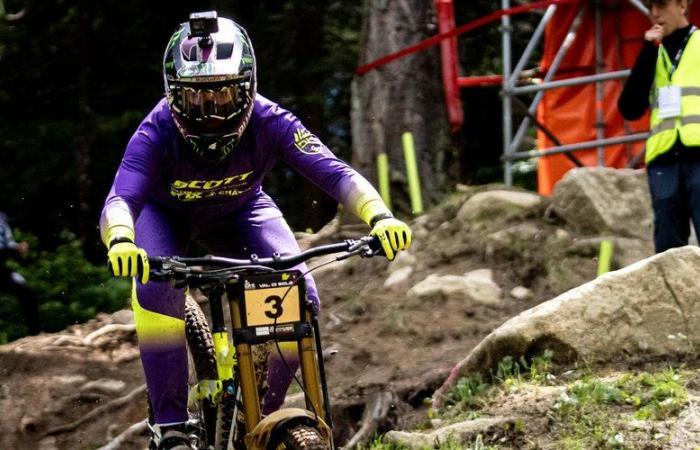 Cycling: Millavoise Marine Cabirou second during the downhill mountain bike world cup round in Italy this Saturday