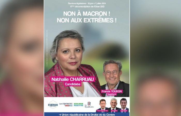 Legislative. Nathalie Charruau for the union of the right and the center in Compiègne-Noyon