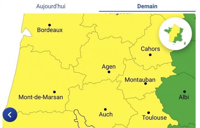 Hautes-Pyrénées, Gers, Haute-Garonne and Pyrénées-Atlantiques are placed on yellow alert on Tuesday June 18