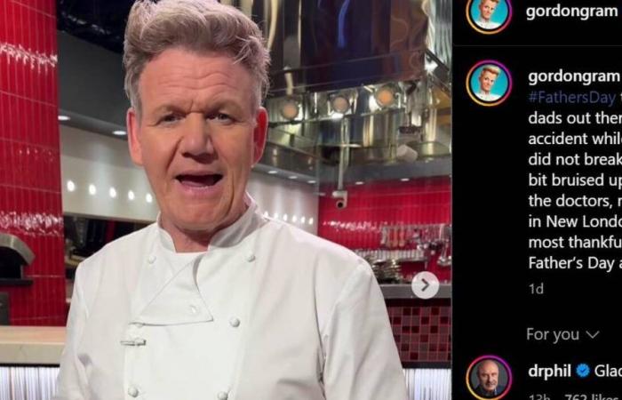 Gordon Ramsay comes close to death in a bicycle accident and reveals his impressive injury