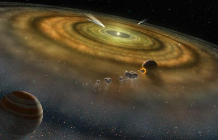 The James Webb Space Telescope has detected an old collision of massive asteroids in a nearby star system