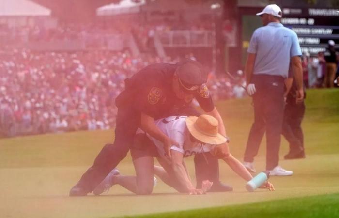 scenes of chaos at Travelers Championship disrupted by environmental activists