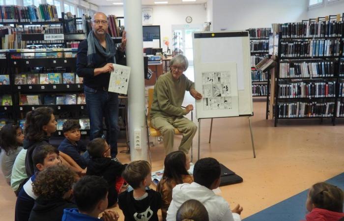 comic book author Yvan Pommaux returned to see the students of the school that bears his name