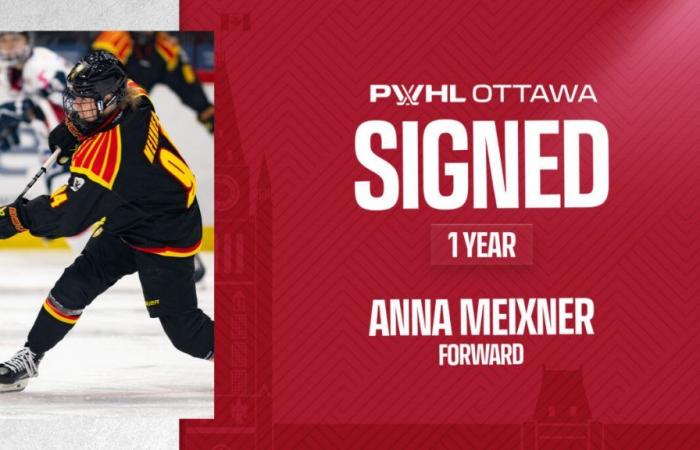 PWHL Ottawa sign draft pick Meixner