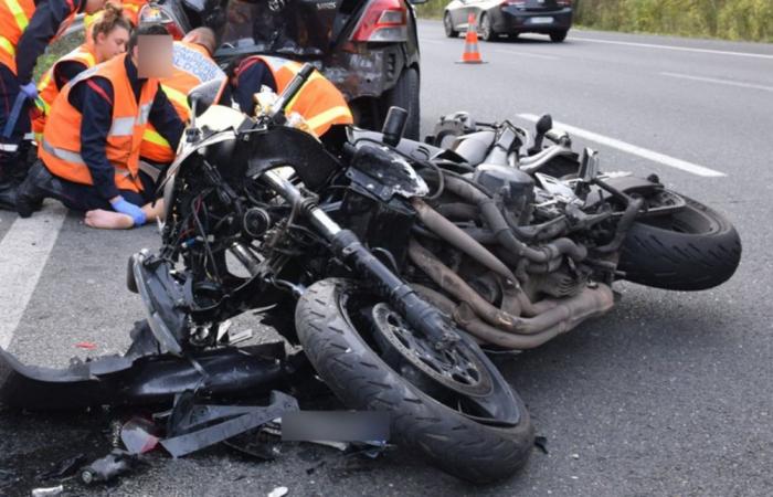 Val-d’Oise: Motorcycle catches fire following accident with car