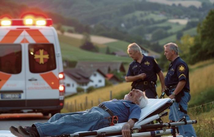 a dramatic accident leaves a 75-year-old man in absolute emergency in Normandy Switzerland