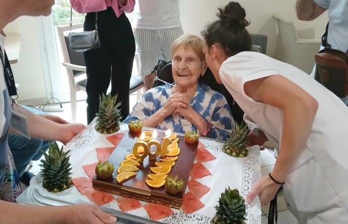 Raymonde Chalier celebrates her 100th birthday at the Le Domaine de la Source retirement residence in Roquefort-la-Bédoule