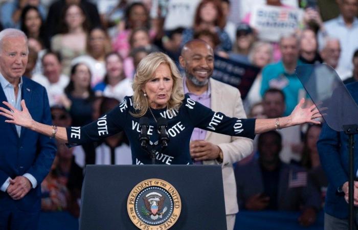 Jill Biden Encourages Voters With Christian Siriano Dress at Rally