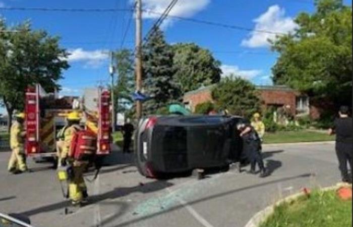 Car overturned and injured in spectacular collision in Duvernay