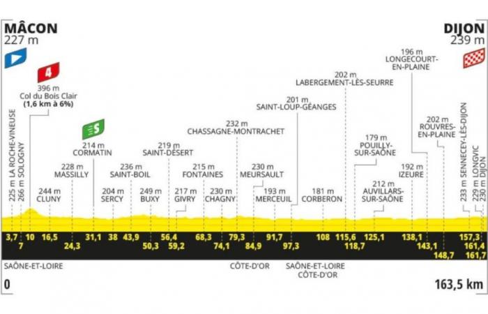 Tour de France 2024. Profile Stage 6. Mâcon / Dijon