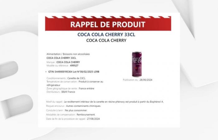 Coca-Cola cherry cans recalled across France