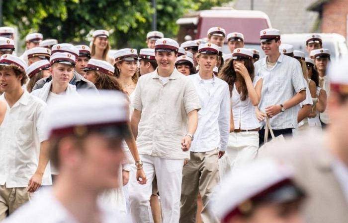 Can of “Smirnoff” in hand, Prince Christian of Denmark celebrates his baccalaureate in the streets of Copenhagen