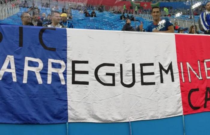 The banner ”Sarreguemines” in the heart of Euro 2024