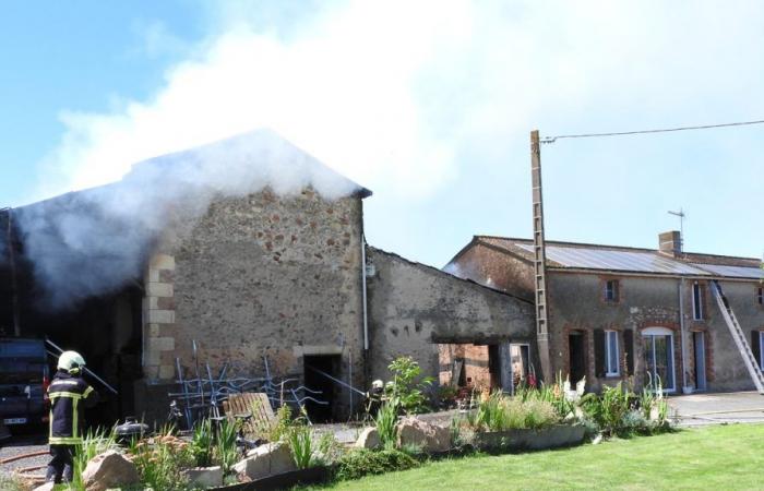 The old barn and its contents go up in smoke in Genneton