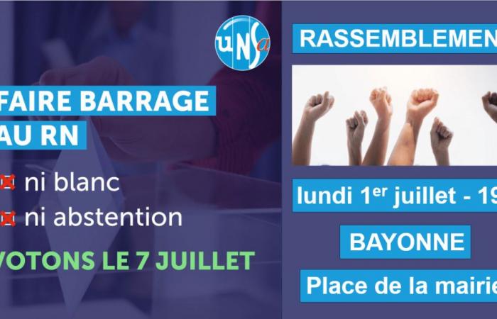 Mobilization against the extreme right on Monday July 1 in Bayonne