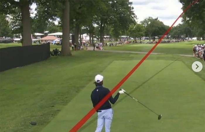 He makes par after a drive of… 88 meters!