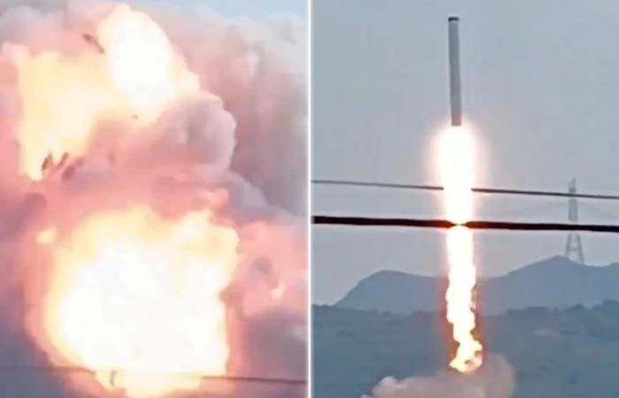 Images of rocket that crashed near city after accidental takeoff