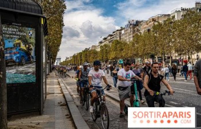 Pedestrian Champs-Elysées: car-free day on the famous avenue in Paris Sunday July 7, 2024