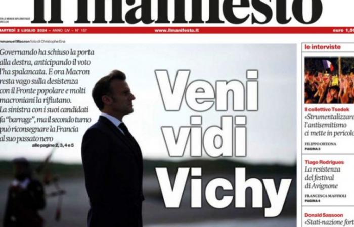 “Veni vidi Vichy”: the shocking front page of the Italian newspaper “il manifesto”